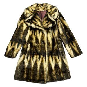 STUNNING Vintage Faux Fur JOSHAR Montreal Retro Long Winter Glam Coat Medium